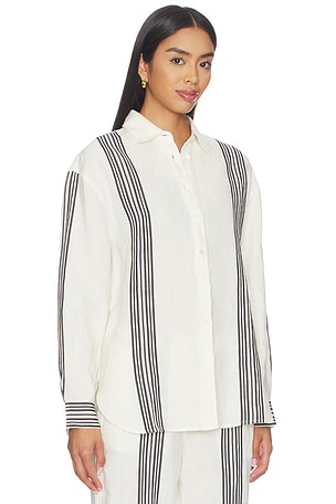 Madewell Easy Linen Shirt in White,Black. Size M. Also
