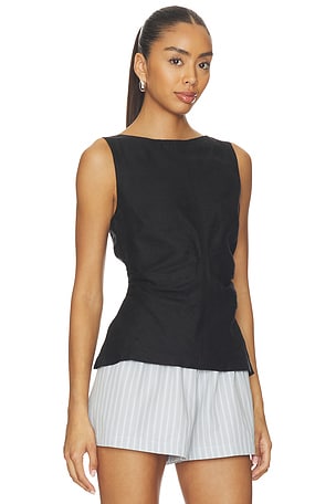 Madewell Linen Addison Top in Black