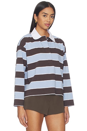 Madewell Rugby Polo Top in Blue,Chocolate. Size XS. Also