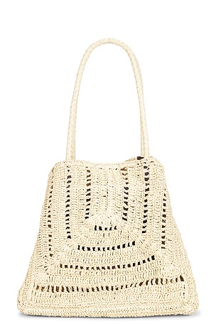 Madewell Large Eyelet Raffia Tote in Neutral