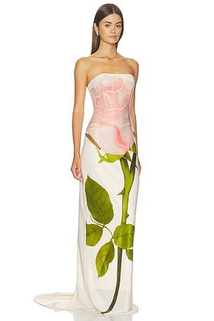 Mother of All Amaya Printed Dress in Beige
