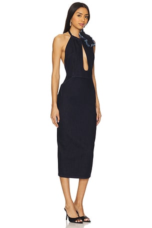 Mother of All Olivia Denim Midi Dress in Blue