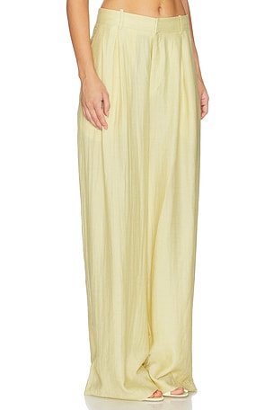 Mother of All Hedi Mid Waist Tailored Linen Pant in Lemon