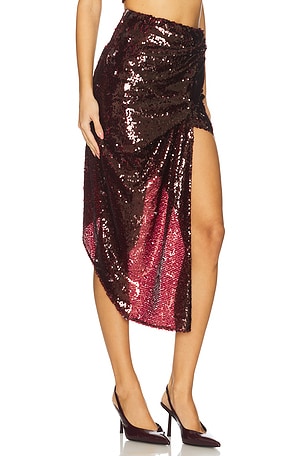 Mother of All Sharon Sequins Skirt in Burgundy