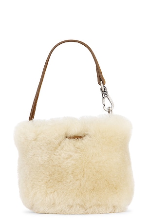 MARGESHERWOOD Shearling Drawstring Pouch in Beige