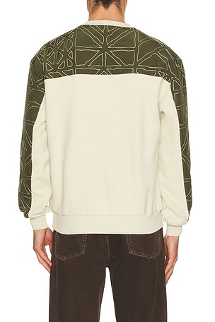 Malbon Golf Tierra Crewneck Sweater in Green, Beige