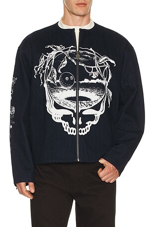 Malbon Golf x Grateful Dead Moto Jacket in Blue
