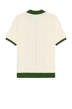 Malbon Golf Gabbiano Knit Button Up Shirt in Cream
