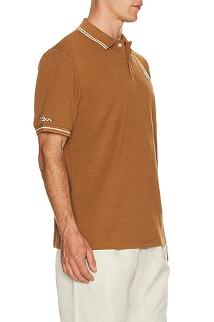 Malbon Golf Fairway Applique Pique Polo in Tan