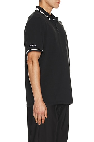 Malbon Golf Fairway Applique Pique Polo in Black