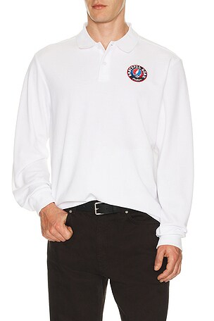 Malbon Golf x Grateful Dead Stealie Polo in White