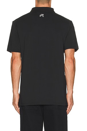 Malbon Golf Block Placket Polo in Black