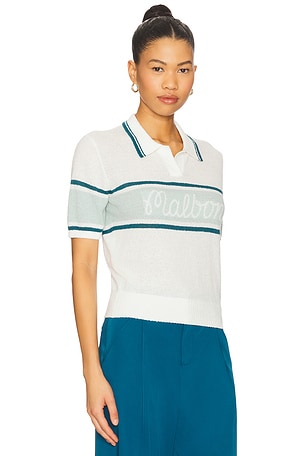 Malbon Golf Jade SS Polo Sweater in White