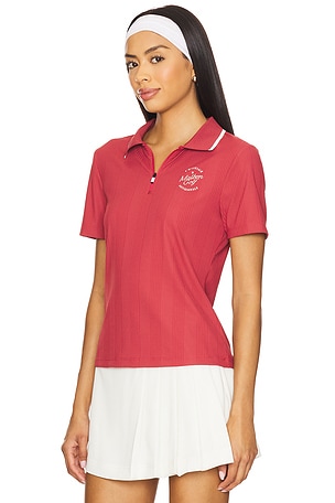 Malbon Golf Camilla Quarter Zip Ss Polo Top in Red