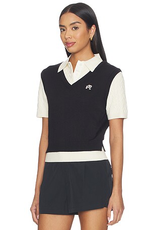 Malbon polo veronica en color negro, blanco