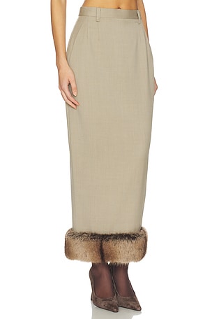 Mimchik Faux Fur Trimmed Rosie Skirt in Beige