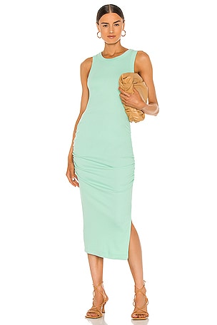green emerald velvet dress Women's Solange Satin Midi Dress - Olive - Size M