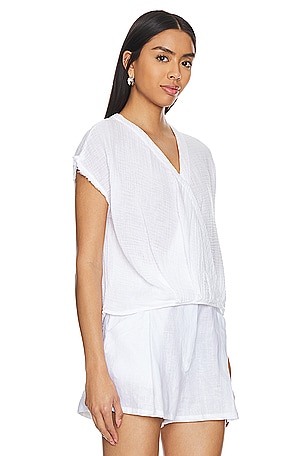 Michael Stars Evie Faux Wrap Top in White