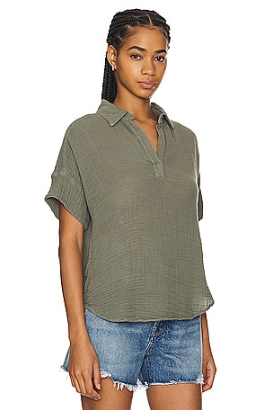 Michael Stars Gigi Popover Top in Olive