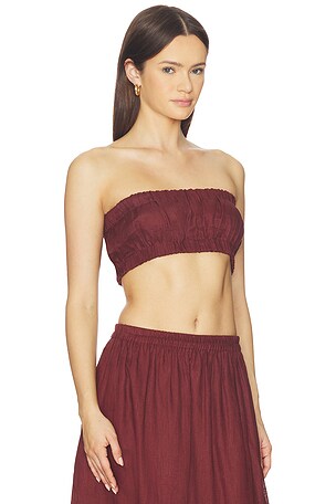 MIKOH Marlion Strapless Top in Brown