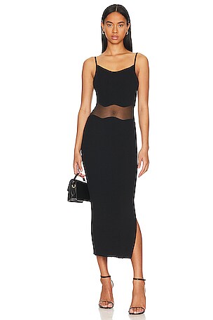 milly sheer knit cami dress MILLY Sheer Flutter Sleeve Knit Dress in Black