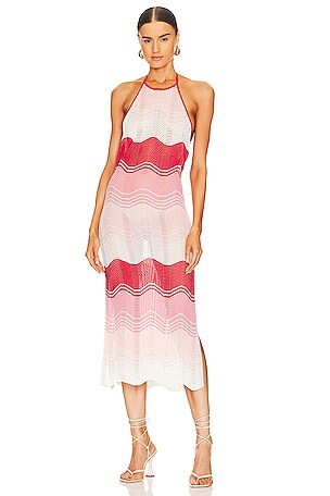 MILLY Cabana Gradient Wave Midi Dress in Pink Multi | REVOLVE