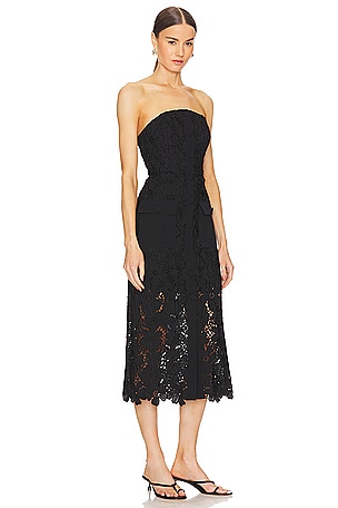 MILLY Adrienne Roja Midi Dress in Black