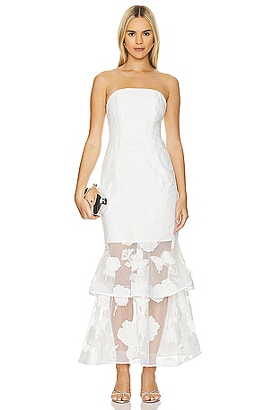 3D Butterfly Embroidery Strapless Dress MILLY