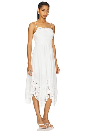 MILLY Camilla Poplin With Embroidery Dress in White