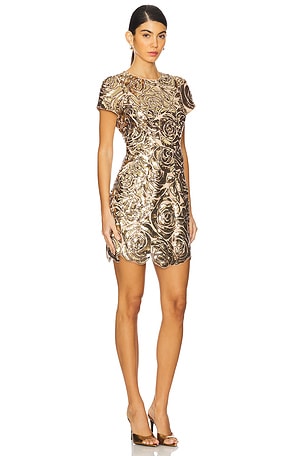 MILLY Kyla Rose Sequins Dress in Metallic Gold