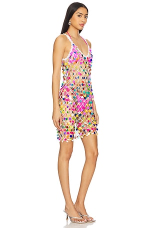 MILLY Sequin Crochet Mini Dress in White