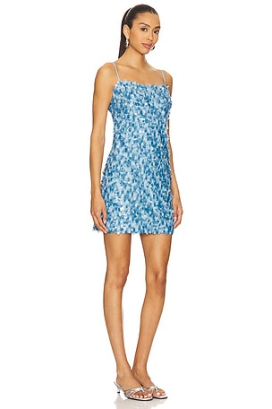 MILLY Colette Multi Size Sequins Beaded Mini Dress in Blue