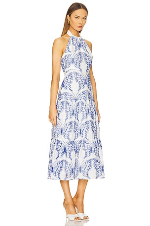 MILLY Hayden Butterfly Eyelet Dress in White,Blue