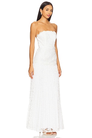 MILLY Norelle Strapless Pleated Dress in White
