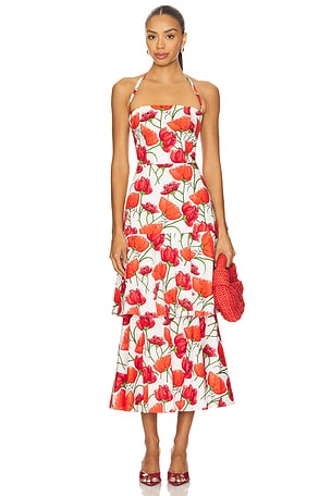 Red Peonia Poplin Dress MILLY