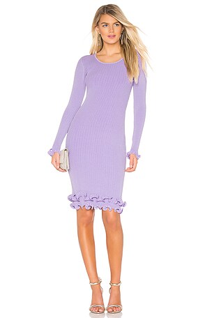 MILLY Wired Edge Fitted Dress in Lavender | REVOLVE