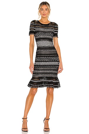 MILLY Geo Cut Out Mermaid Dress in Black & Ballet | REVOLVE