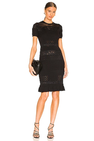 MILLY Lace Pointelle Dress in Black REVOLVE