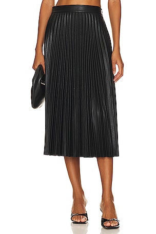 Rayla Faux Leather Pleated Skirt MILLY