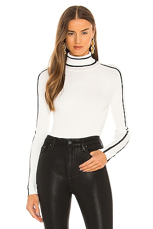Racer Stripe Top in Ecru & Black MILLY
