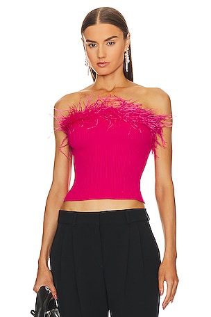 Strapless Feather Knit Top MILLY