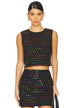 Iiana Sequins Beaded Sleeveless Top MILLY