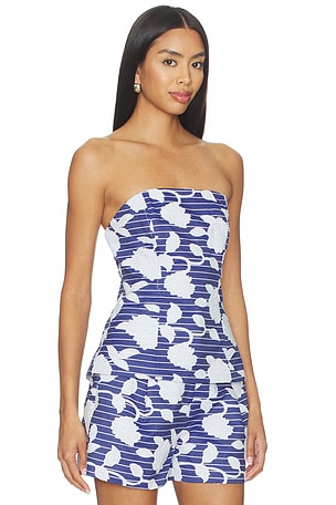 MILLY Adeline Floral Top in Navy,White