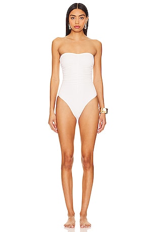 Cabana Textured Ruched One Piece MILLY