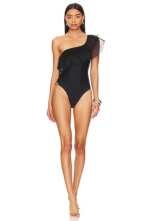 Cabana Pleated One Shoulder One Piece MILLY