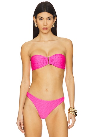 Margot Textured Chevron Bandeau Bikini Top MILLY