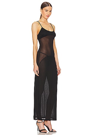 Michael Lo Sordo Mesh Stomach Maxi Dress in Black