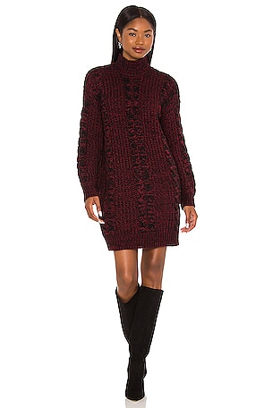MINKPINK Faren Cable Knit Jumper Dress in Wine REVOLVE
