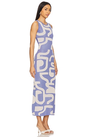 MINKPINK Iris Intarsia Knit Midi Dress in Blue