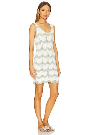 MINKPINK Jayden Crochet Wave Mini Dress in Sage